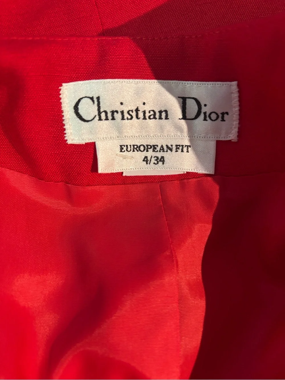 LIKE NEW CHRISTIAN DIOR Vintage Red Zip Up Blazer With Gold Detail Size 4